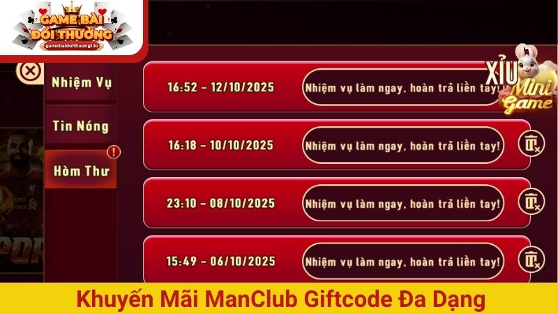 Khuyến mãi ManClub giftcode đa dạng